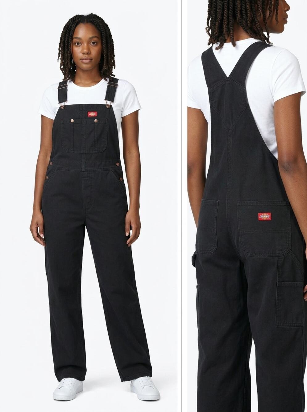 Dickies Black Twill Bib Overalls Jumpsuit Women Size S